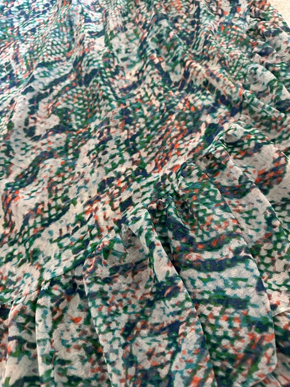 Ramy Brook Snakeskin Smocked Ruffle Maxi Skirt Swim Cover Up Sz L Resort Beach